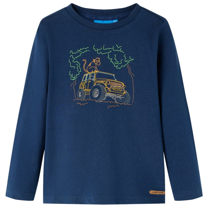 Tricou pentru copii cu mâneci lungi, bleumarin, 128 WALTI
