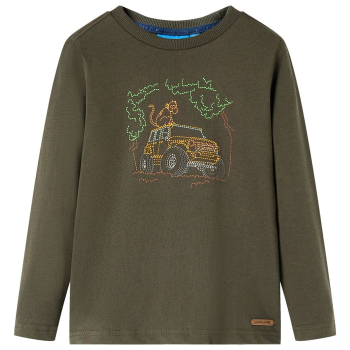 Tricou pentru copii cu mâneci lungi,, kaki, 128 WALTI