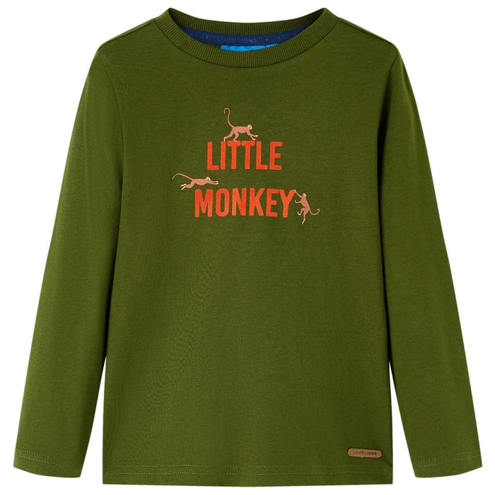 Tricou de copii cu mâneci lungi kaki închis 104 WALTI