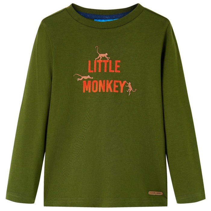 Tricou de copii cu mâneci lungi kaki închis 116 - WALTI WALTI