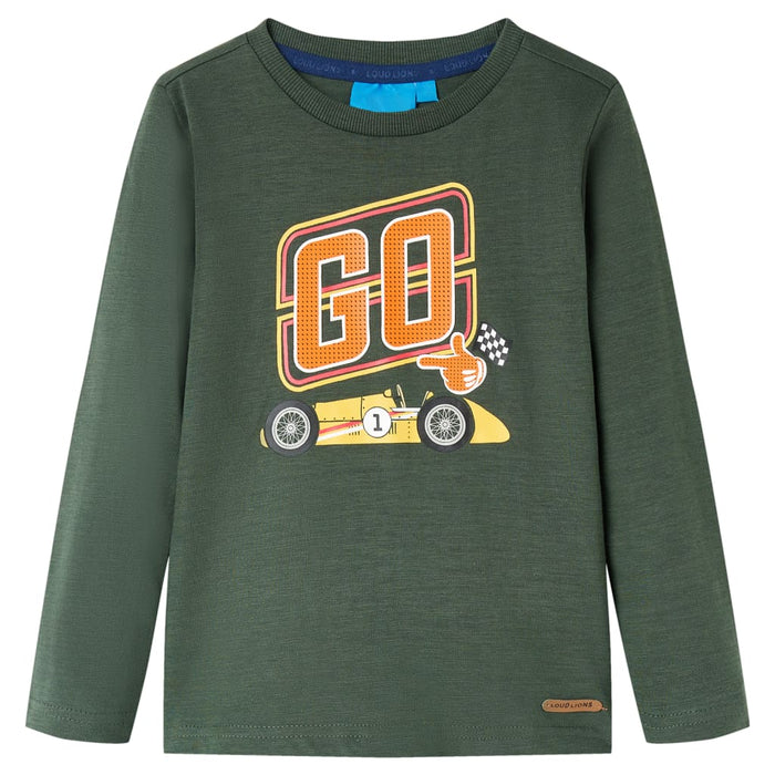 Tricou copii mâneci lungi, verde închis, 104 - WALTI WALTI