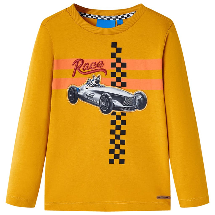 Tricou pentru copii cu mâneci lungi, ocru, 128 - WALTI WALTI