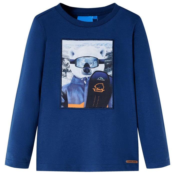 Tricou pentru copii cu mâneci lungi,, albastru jeans, 104 - WALTI WALTI