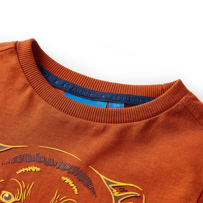 Tricou pentru copii cu mâneci lungi, ruginiu deschis, 128 WALTI