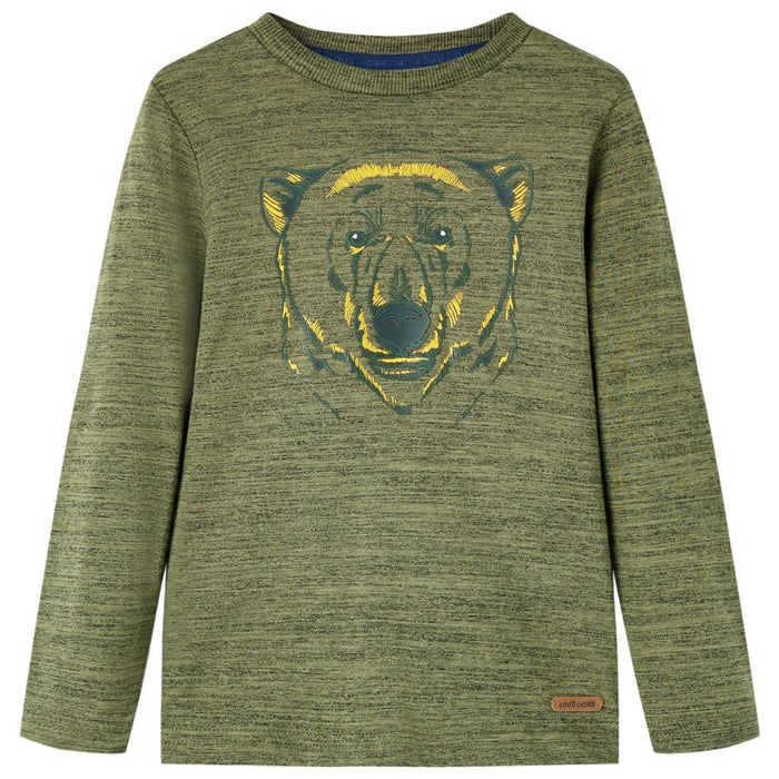 Tricou cu mâneci lungi pentru copii,, kaki melanj, 104 WALTI