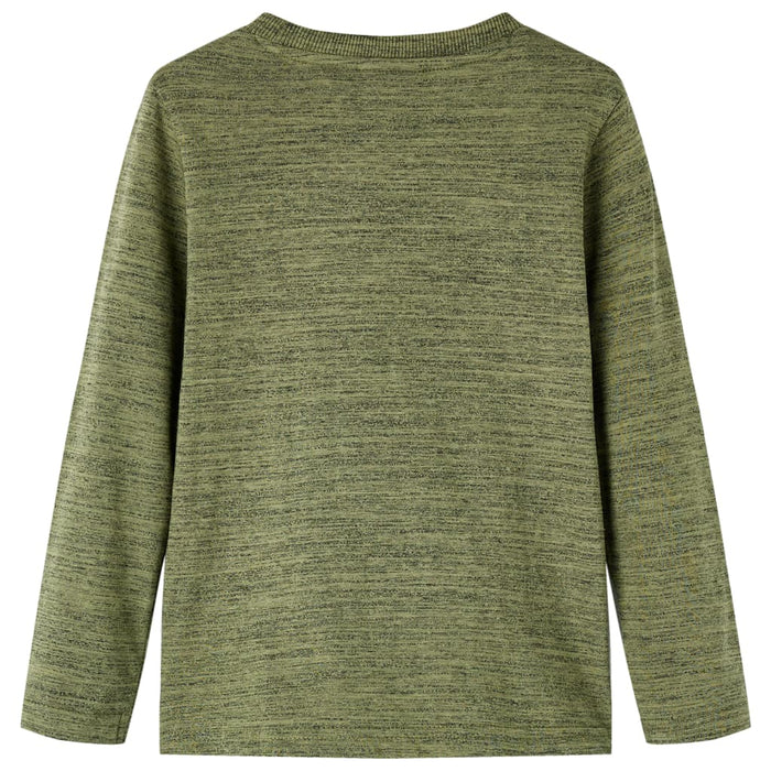 Tricou cu mâneci lungi pentru copii,, kaki melanj, 104 WALTI