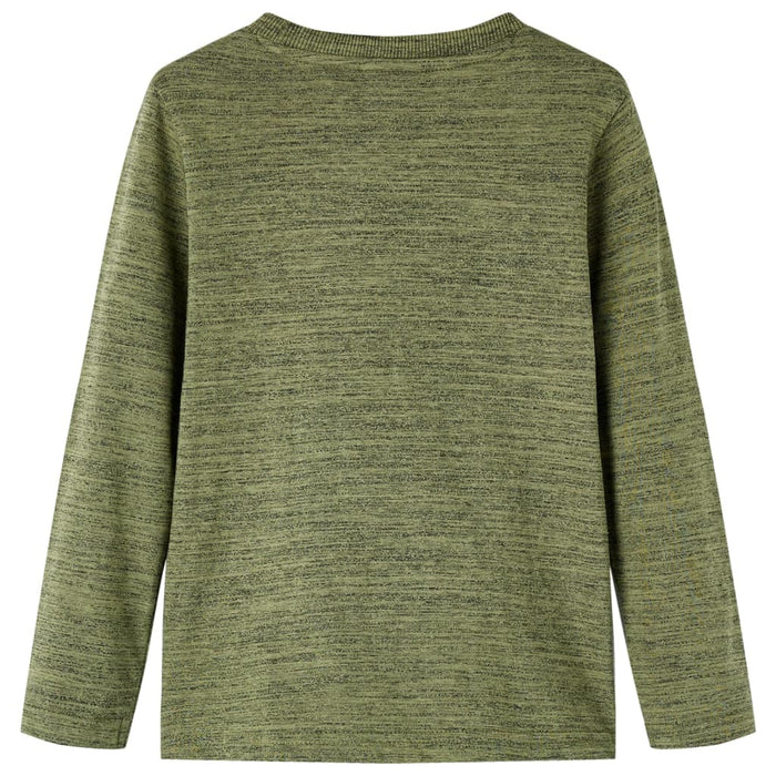 Tricou cu mâneci lungi pentru copii,, kaki melanj, 128 - WALTI WALTI