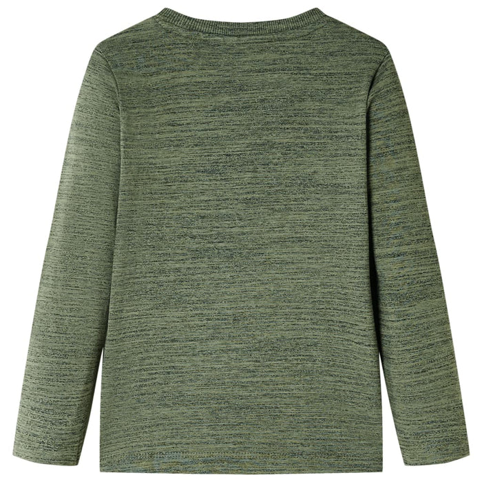 Tricou de copii cu mâneci lungi, kaki melanj, 104 WALTI