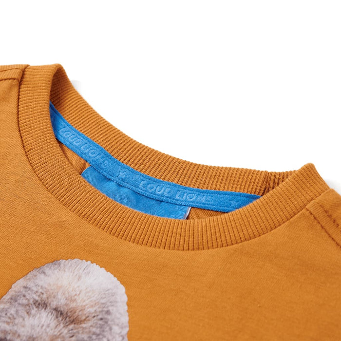 Tricou pentru copii cu mâneci lungi, ocru închis, 92 WALTI