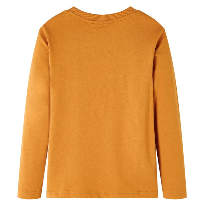Tricou pentru copii cu mâneci lungi, ocru închis, 104 WALTI