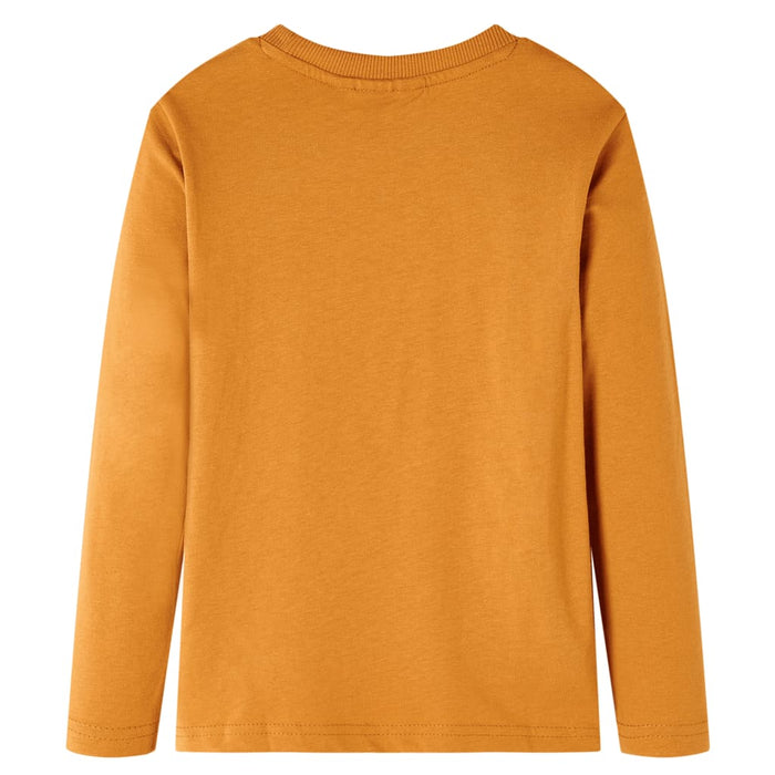 Tricou pentru copii cu mâneci lungi, ocru închis, 128 WALTI