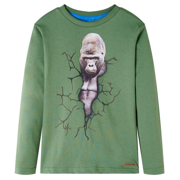 Tricou de copii cu mâneci lungi, kaki deschis, 116 WALTI