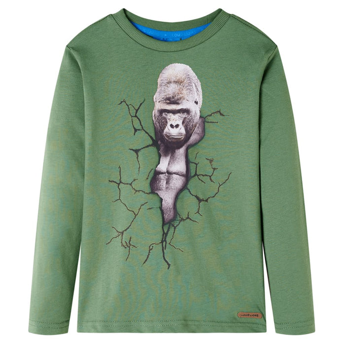 Tricou de copii cu mâneci lungi, kaki deschis, 128 WALTI