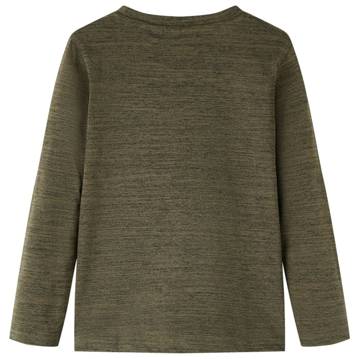 Tricou copii, mâneci lungi, kaki închis melanj, 104 WALTI