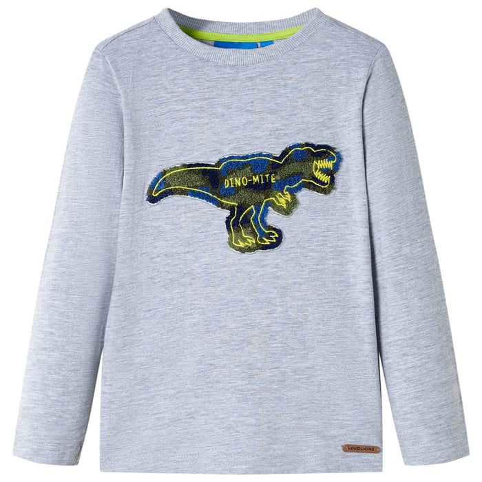 Tricou pentru copii cu mâneci lungi, gri melanj, 104 - WALTI WALTI
