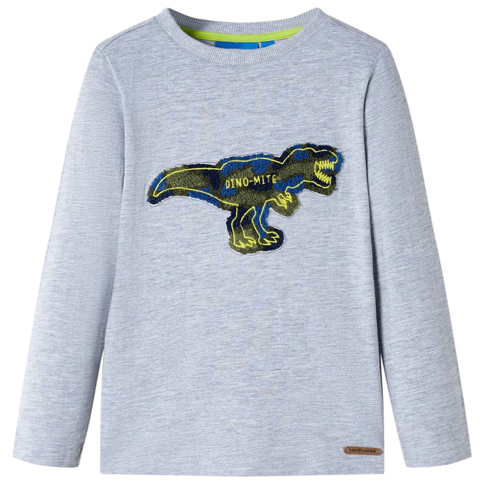 Tricou pentru copii cu mâneci lungi, gri melanj, 128 - WALTI WALTI