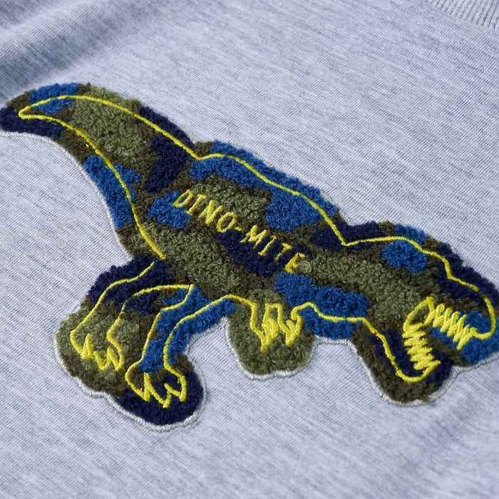 Tricou pentru copii cu mâneci lungi, gri melanj, 128 - WALTI WALTI