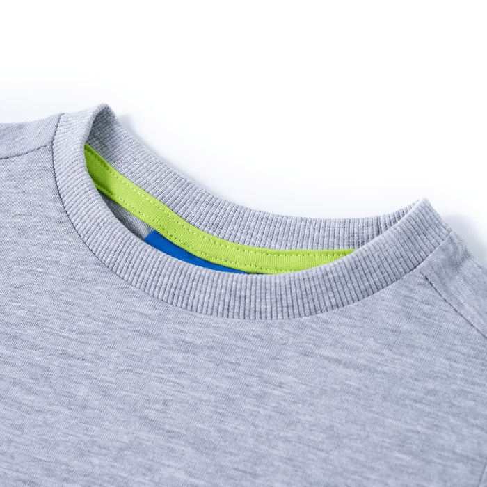 Tricou pentru copii cu mâneci lungi, gri melanj, 140 WALTI