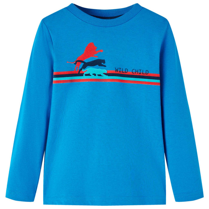 Tricou de copii cu mâneci lungi albastru cobalt 116 WALTI