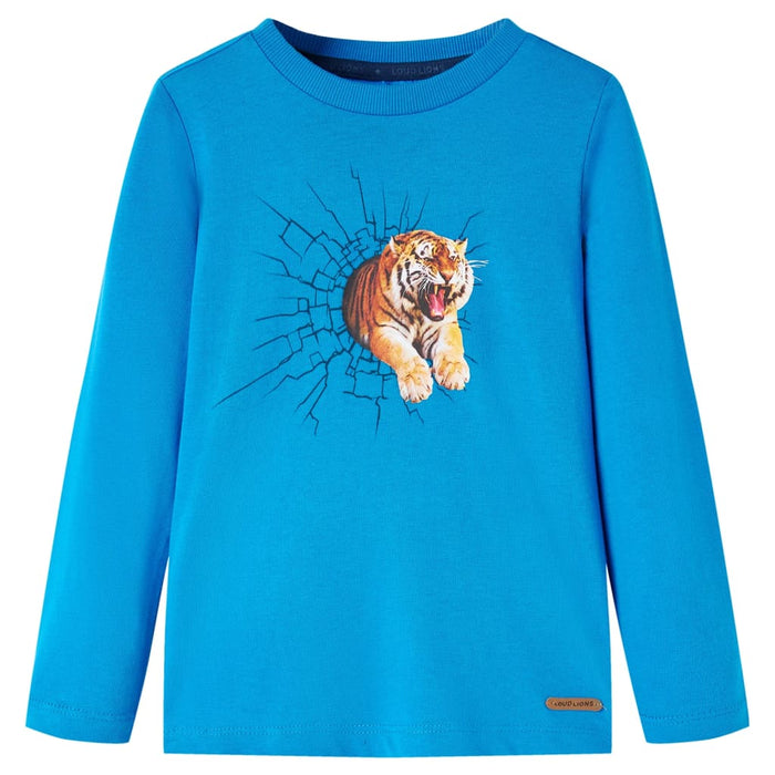 Tricou de copii cu mâneci lungi albastru cobalt, 116 WALTI