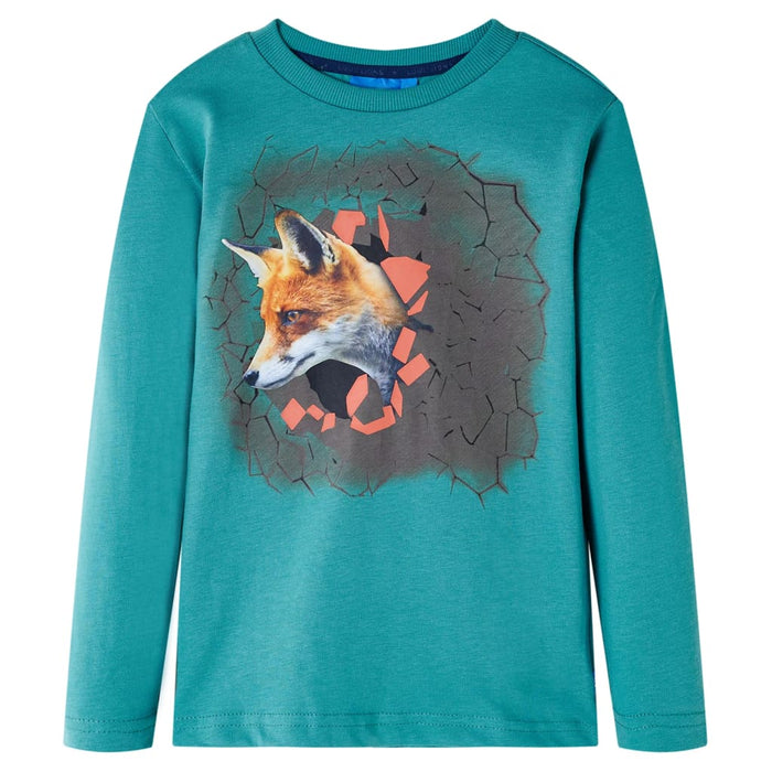 Tricou copii cu mâneci lungi albastru verzui închis 104 - WALTI WALTI