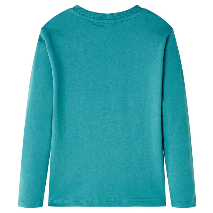 Tricou copii cu mâneci lungi albastru verzui închis 104 - WALTI WALTI