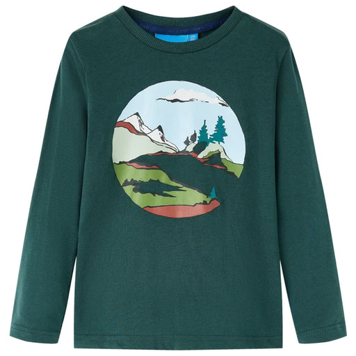 Tricou de copii cu mâneci lungi verde închis 116 - WALTI WALTI
