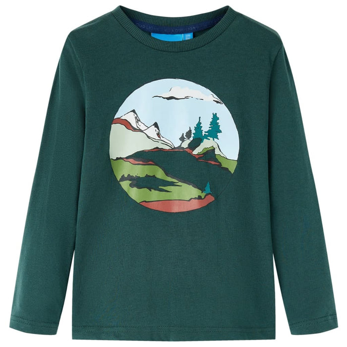 Tricou de copii cu mâneci lungi verde închis 128 - WALTI WALTI