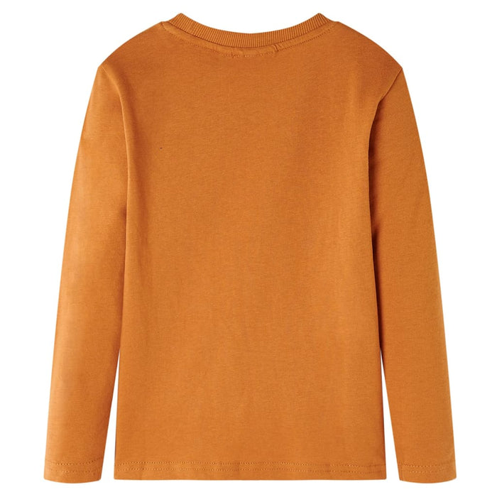 Tricou pentru copii cu mâneci lungi, ocru închis, 92 WALTI
