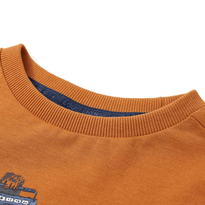Tricou pentru copii cu mâneci lungi, ocru închis, 92 WALTI