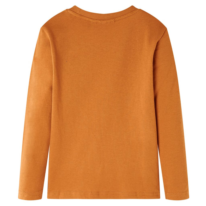 Tricou pentru copii cu mâneci lungi, ocru închis, 128 - WALTI WALTI