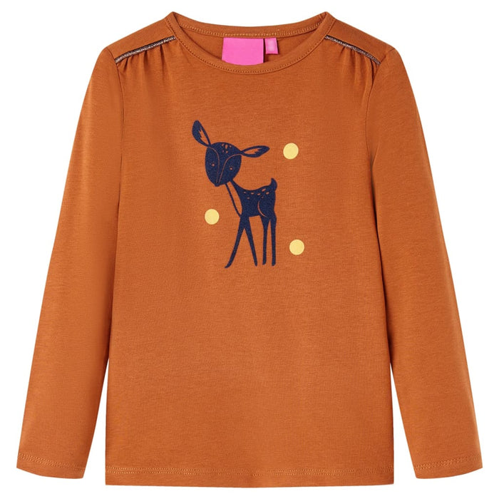 Tricou pentru copii cu mâneci lungi, coniac, 92 WALTI
