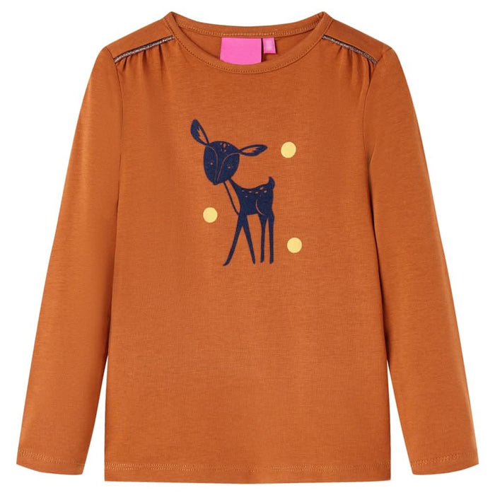 Tricou pentru copii cu mâneci lungi, coniac, 116 WALTI