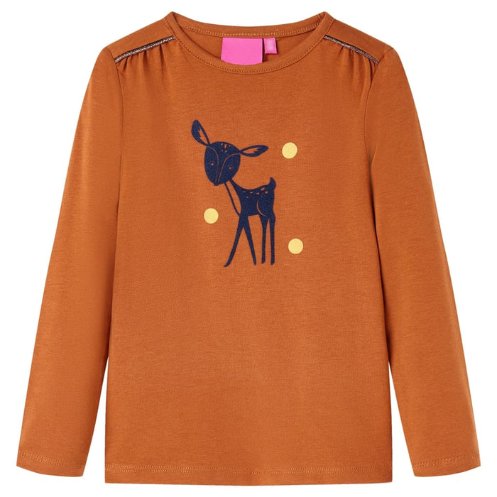 Tricou pentru copii cu mâneci lungi, coniac, 128 WALTI