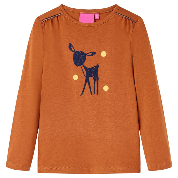 Tricou pentru copii cu mâneci lungi, coniac, 140 - WALTI WALTI