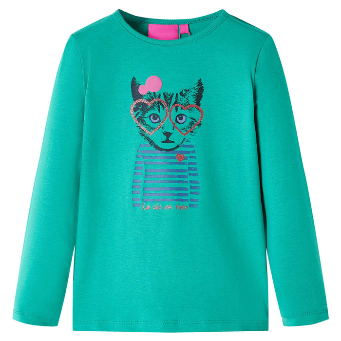 Tricou de copii cu mâneci lungi, verde aprins, 104 WALTI