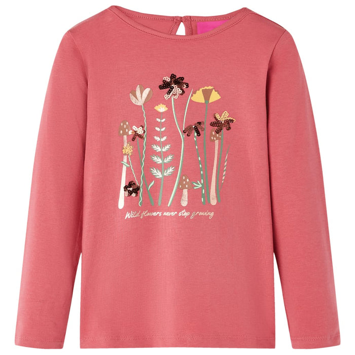 Tricou pentru copii cu mâneci lungi, roz antichizat, 104 - WALTI WALTI