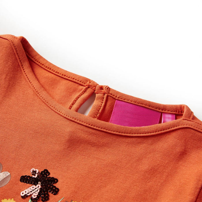 Tricou pentru copii cu mâneci lungi, portocaliu ars, 140 WALTI