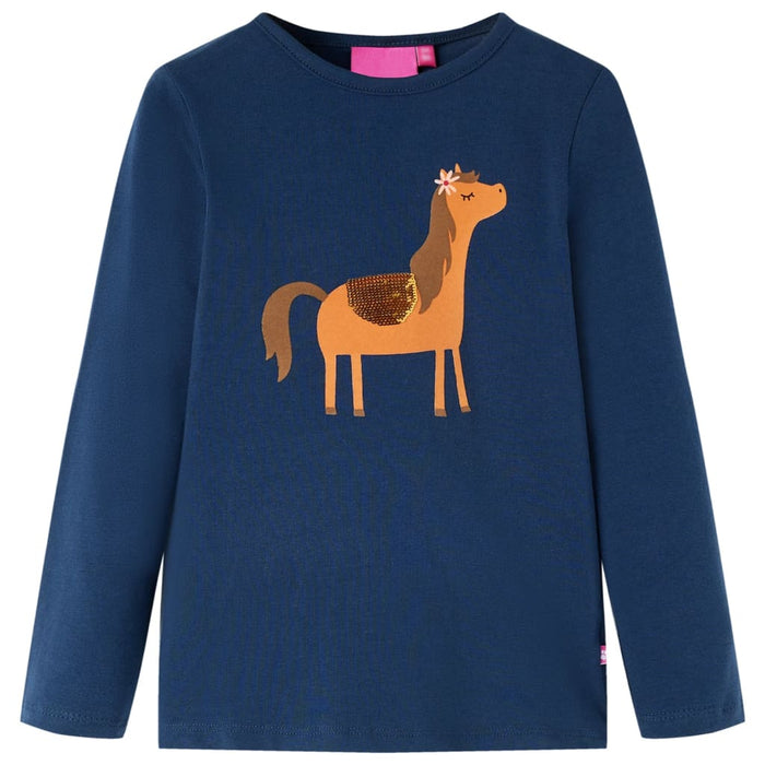 Tricou pentru copii cu mâneci lungi, bleumarin, 104 WALTI