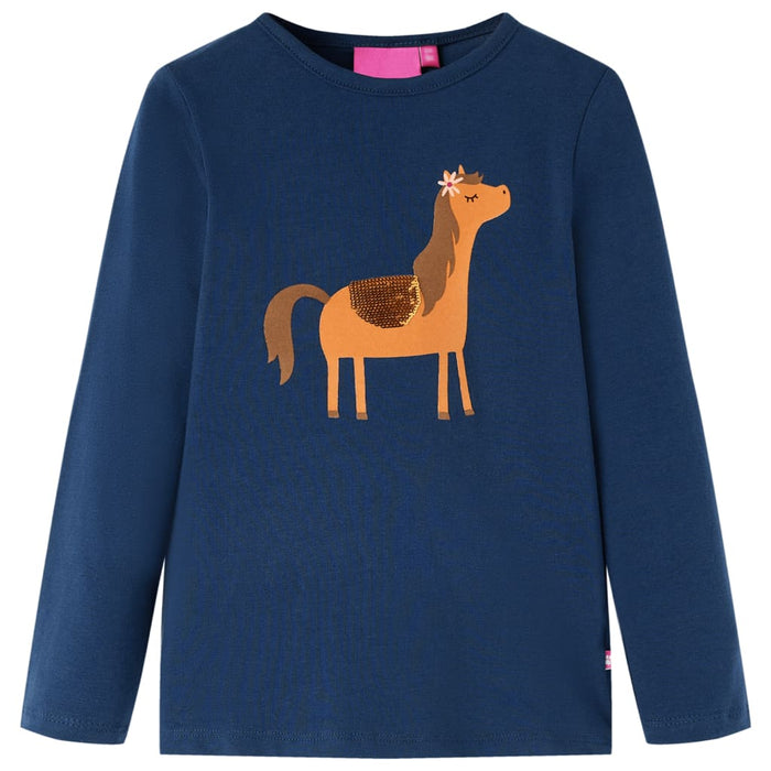 Tricou pentru copii cu mâneci lungi, bleumarin, 140 WALTI