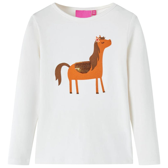 Tricou pentru copii cu mâneci lungi, ecru, 104 - WALTI WALTI