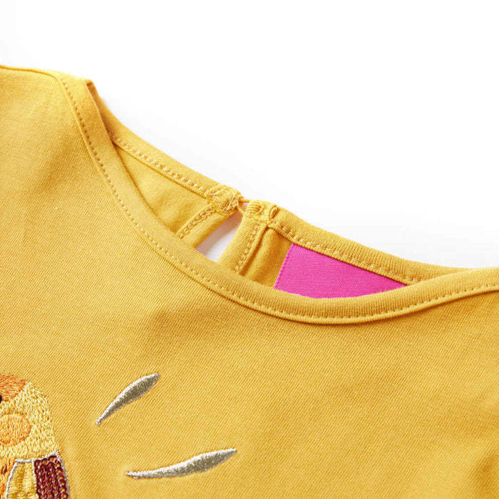 Tricou pentru copii cu mâneci lungi, ocru închis, 140 WALTI