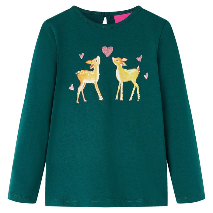 Tricou de copii cu mâneci lungi verde închis 104 - WALTI WALTI