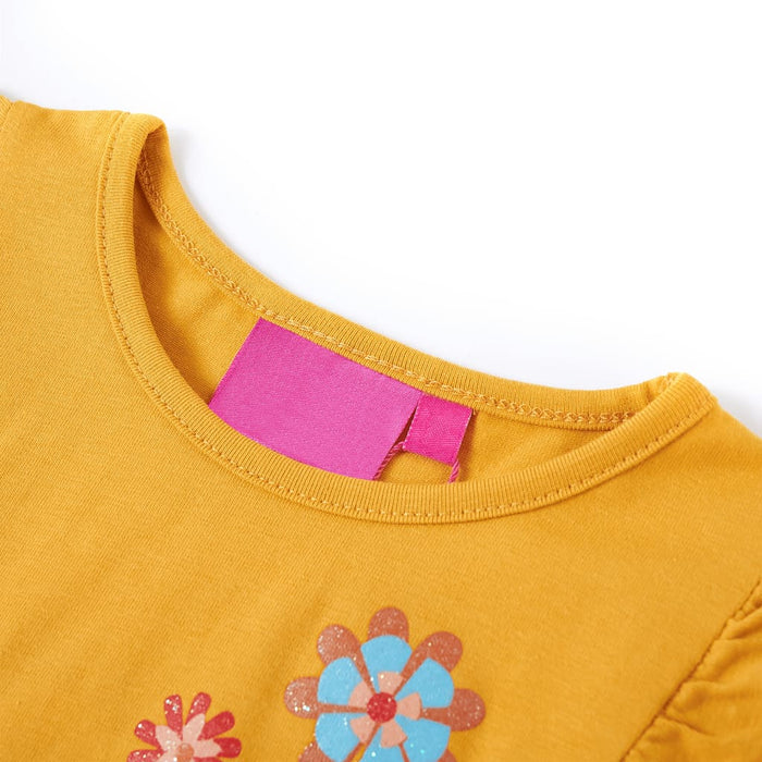 Tricou pentru copii cu mâneci lungi, ocru închis, 116 - WALTI WALTI