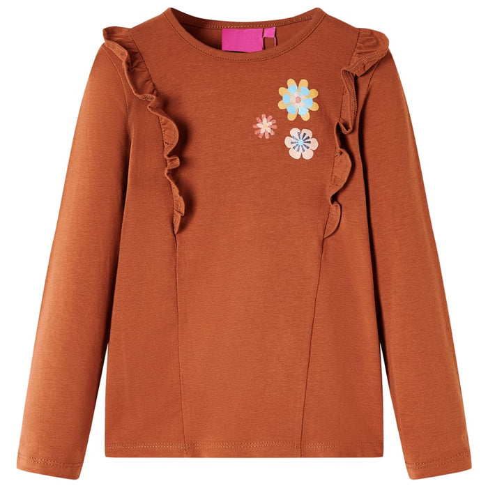 Tricou pentru copii cu mâneci lungi, coniac, 128 WALTI