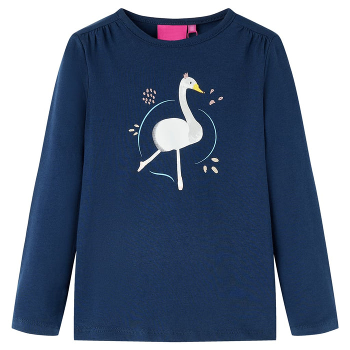 Tricou pentru copii cu mâneci lungi, bleumarin, 128 WALTI