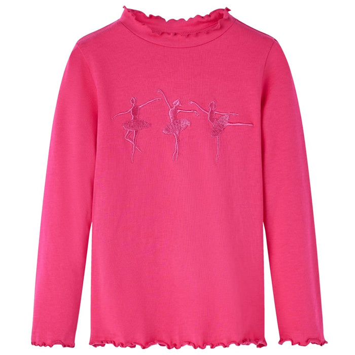Tricou pentru copii cu mâneci lungi, roz aprins, 128 WALTI
