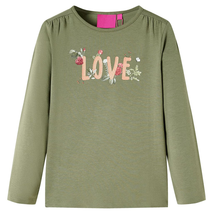 Tricou pentru copii cu mâneci lungi, kaki, 128 WALTI