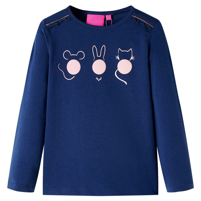 Tricou pentru copii cu mâneci lungi, bleumarin, 104 WALTI