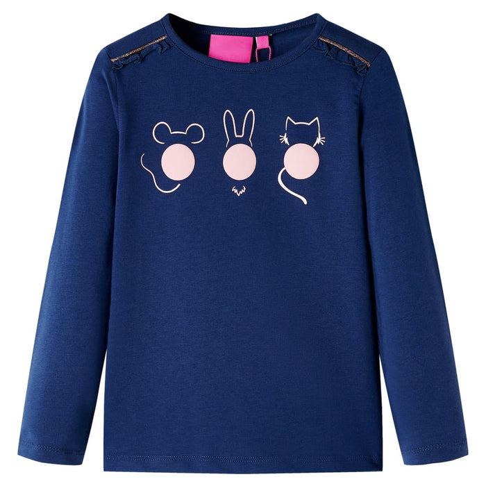 Tricou pentru copii cu mâneci lungi, bleumarin, 116 WALTI
